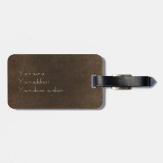 vintage brown leather look luggage tag