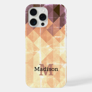 Vintage brown oranfe geometric pattern Monogram iPhone 15 Pro Max Case
