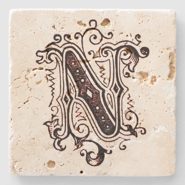 Vintage Brown Ornamental 'N' Stone Coaster (Front)