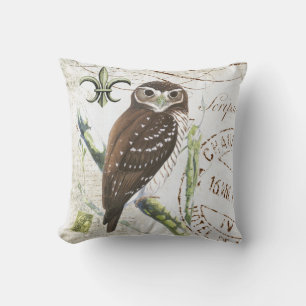 vintage brown owl pillow
