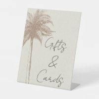 Vintage Brown Palm Tree Beach Wedding Gifts Cards 