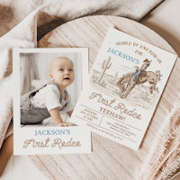 Vintage Brown Photo Cowboy Rodeo 1st Birthday