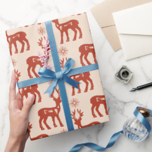 Vintage Brown Reindeer Christmas theme Wrapping Paper