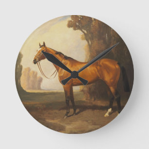 Vintage Brown Thoroughbred Horse Round Clock