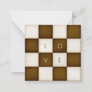 Vintage Brown & White Checkers Custom Letters Mini Card