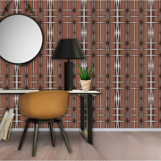 Vintage Brown White Stripes Geometric Pattern Wallpaper