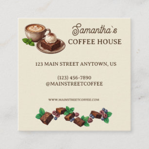 Vintage Brownie and Berry Bakery Branding Square Business Card