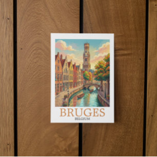 Vintage Bruges Belgium Canal Art Postcard