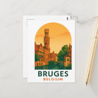Vintage Bruges Belgium Travel Art – Retro Europe