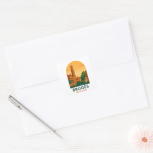 Vintage Bruges Belgium Travel Art – Retro European Square Sticker