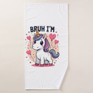 Vintage Bruh I'm 8 Unicorn Birthday Party Cute Ret Bath Towel