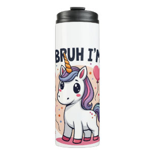 Vintage Bruh I'm 8 Unicorn Birthday Party Cute Ret Thermal Tumbler
