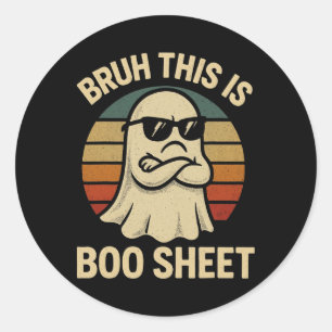Vintage Bruh This Is Boo Sheet Ghost Halloween Cos Classic Round Sticker