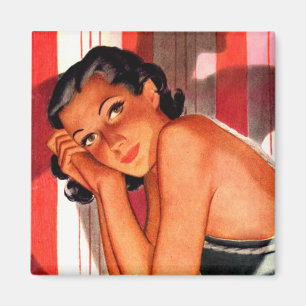 Vintage Brunette Beauty Pinup Magnet