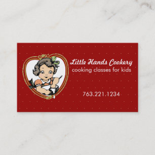 Vintage brunette girl baking cooking biz card