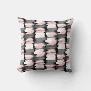 Vintage brush strokes, grey-pink decor. cushion
