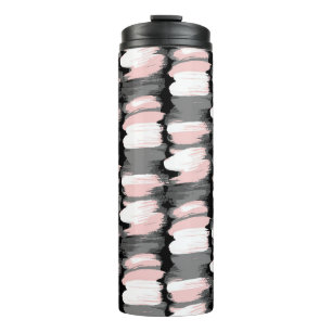 Vintage brush strokes, grey-pink decor. thermal tumbler