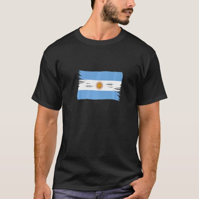 Vintage Brush Style Argentina Flag T-Shirt (Front)