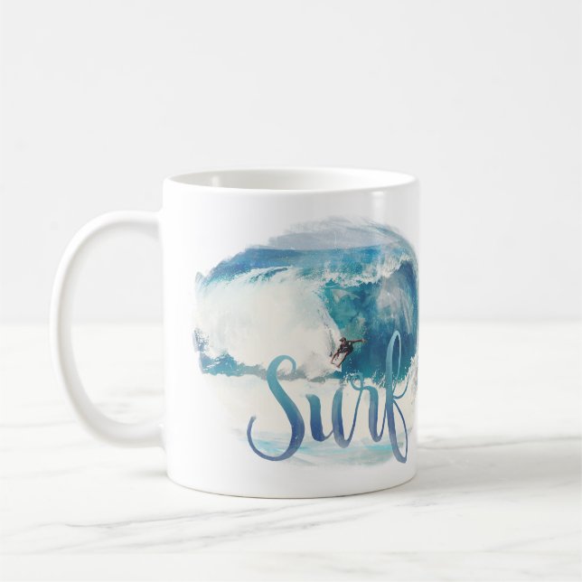Vintage Brush Style Surf Coffee Mug (Left)