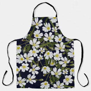 vintage brushless floral pattern with white field apron
