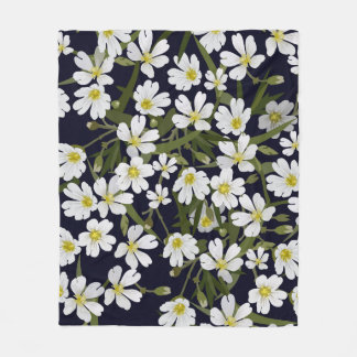 vintage brushless floral pattern with white field fleece blanket