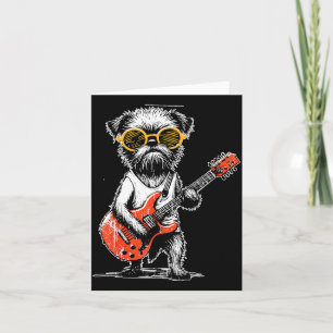 Vintage Brussels Griffon Playing Guitar Rock Music Card