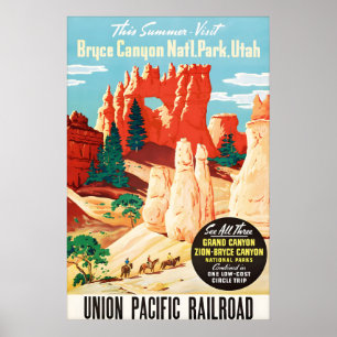 Vintage Bryce Canyon National Park Utah Travel Poster