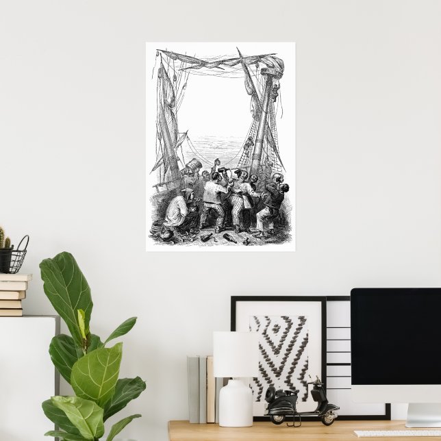 Vintage Buccaneers and a Shipwrecked Pirate Ship Poster (Home Office)