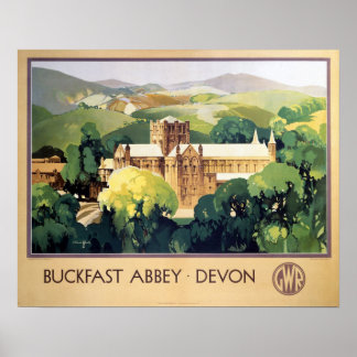 Vintage Buckfast Abbey Monastery British Railways Poster