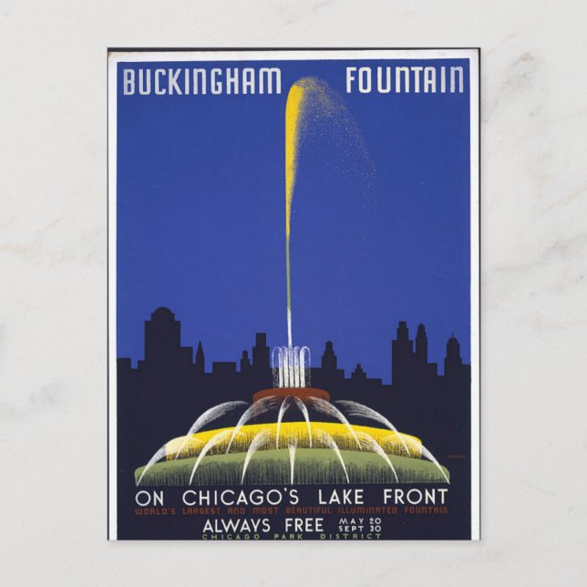 Vintage Buckingham Fountain Chicago  Postcard (Front)