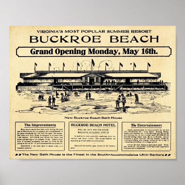 Vintage Buckroe Beach Virginia Print (Front)