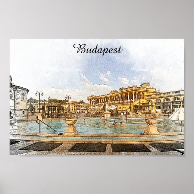 Vintage Budapest Hungary Panorama View Poster (Front)