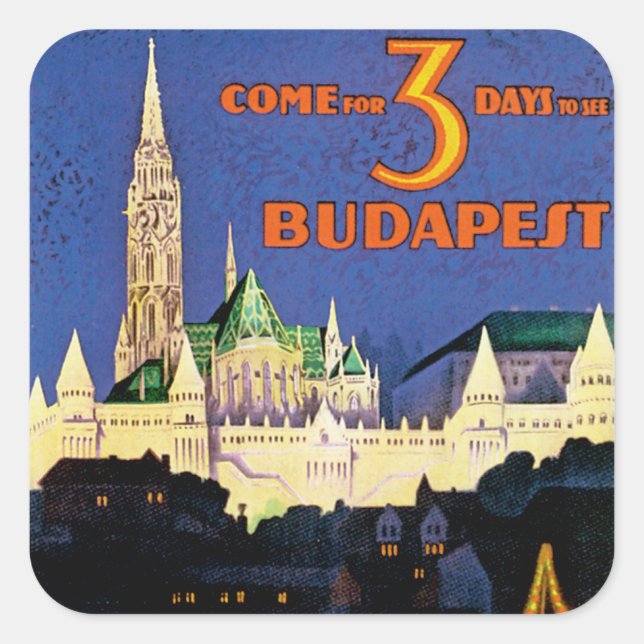 Vintage Budapest Square Sticker (Front)