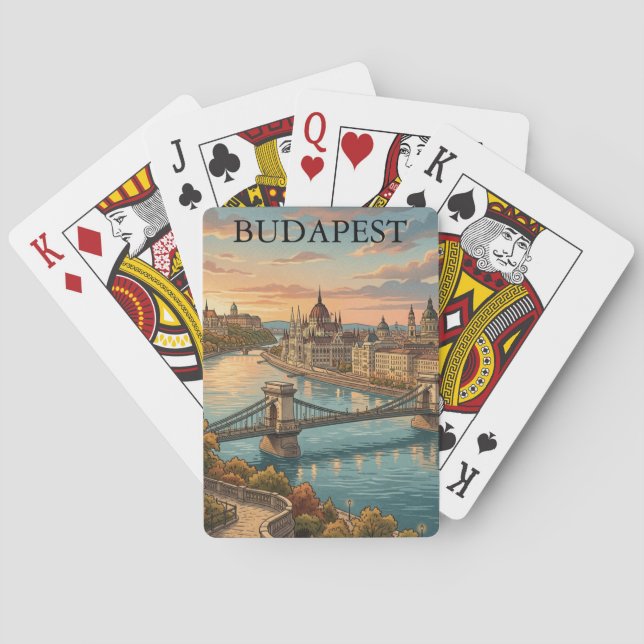Vintage Budapest Travel Danube River Playing Cards (Back)