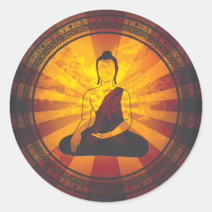 Vintage Buddha Print Classic Round Sticker