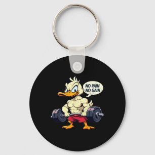 Vintage Buff Duck No Pain No Gain Gym Workout Cart Key Ring
