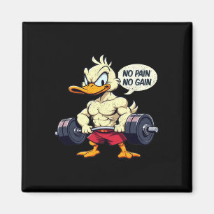 Vintage Buff Duck No Pain No Gain Gym Workout Cart Magnet