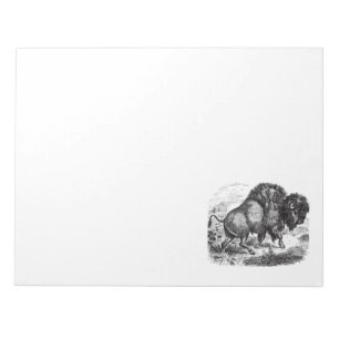 Vintage Buffalo Retro Bison Animal Illustration Notepad