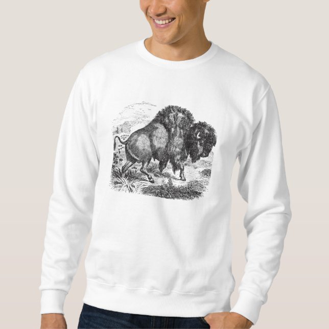 Vintage Buffalo Retro Bison Animal Illustration Sweatshirt (Front)