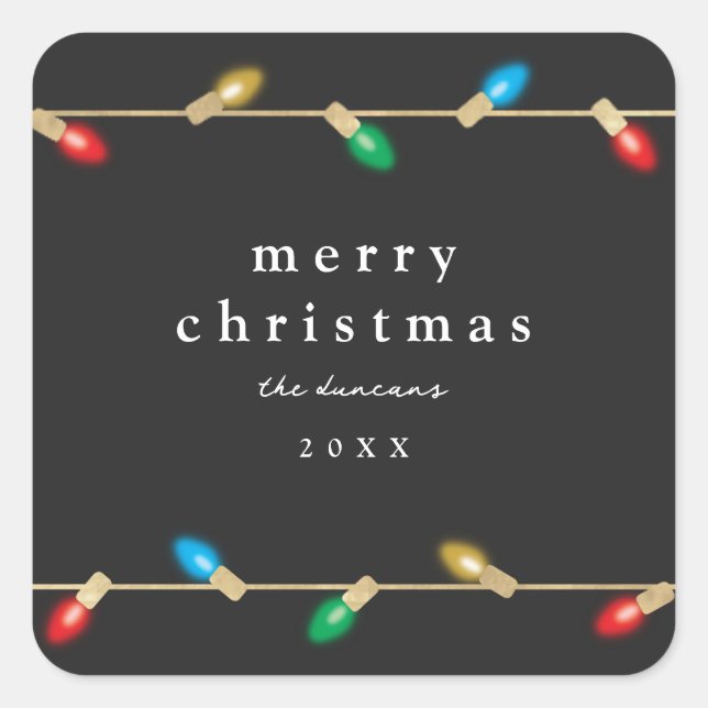 Vintage Bulb Christmas Lights Gift Tag (Front)