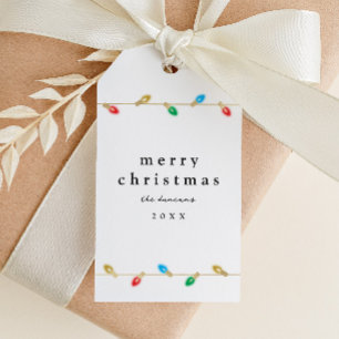 Vintage Bulb Christmas Lights Gift Tag