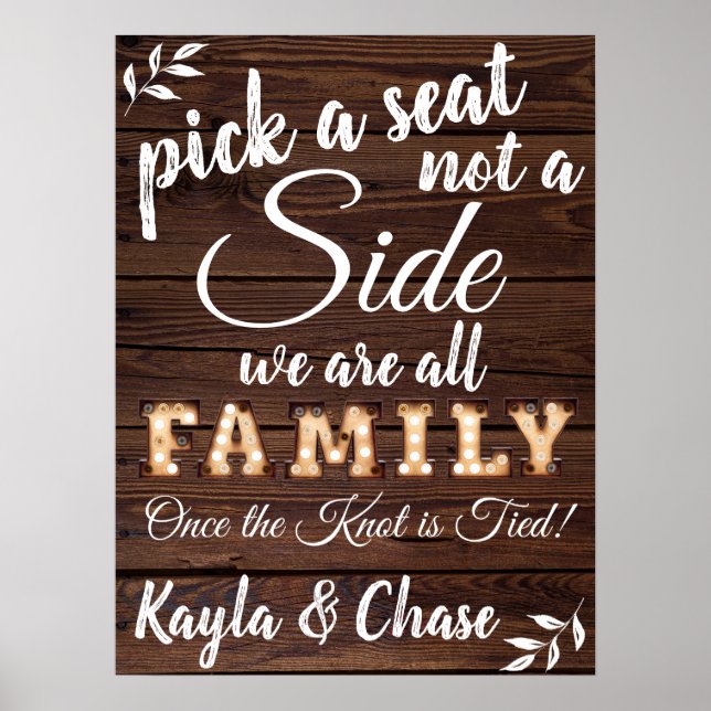 Vintage Bulbs Pick a Seat Sign (Front)