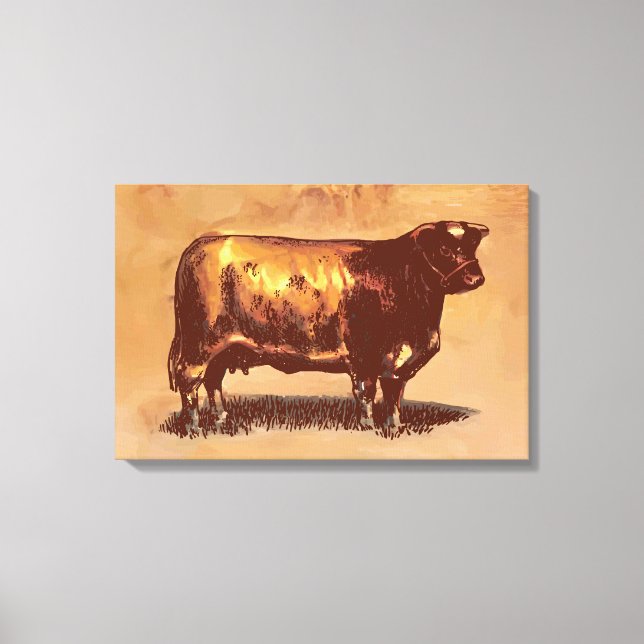 Vintage bull canvas print (Front)
