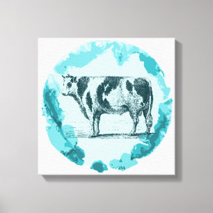 vintage bull canvas print