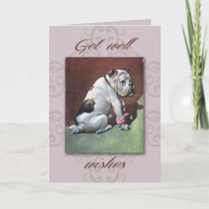 Vintage Bull Dog Get Well Card