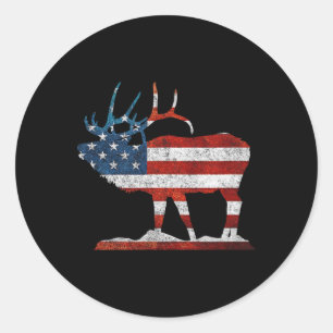 Vintage Bull Elk Shirt American Elk Hunting Gift Classic Round Sticker