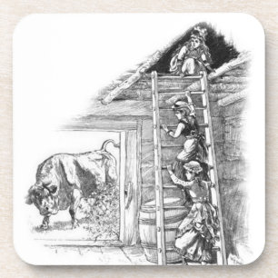 Vintage Bull in Barn Coaster