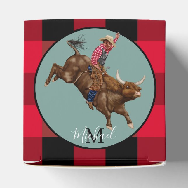 Vintage bull riding cowboy favour box (Top)