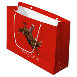 Vintage bull riding cowboy large gift bag