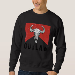 Vintage Bull Skull Howdy Outlaws Music Rodeo Cowgi Sweatshirt